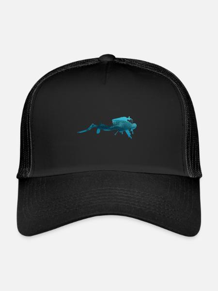 Scuba Diver Underwater Whale Shark - Trucker Cap - black/black - Front