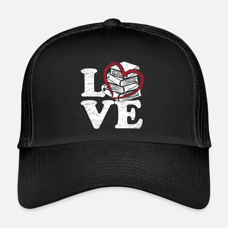 Bücher Liebe - Trucker Cap - Schwarz/Schwarz
