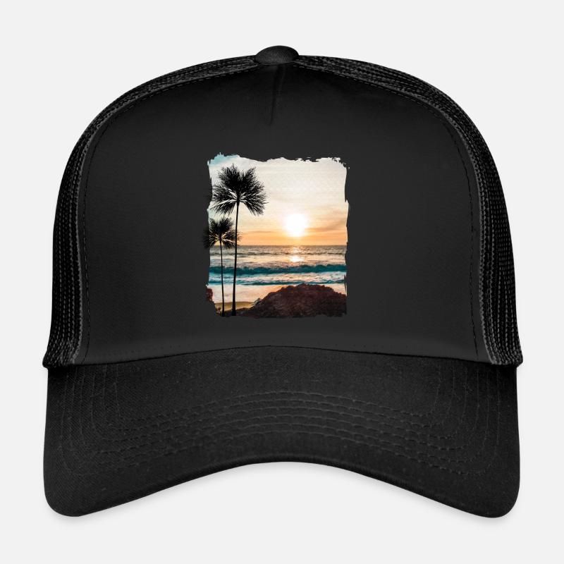 Sunset with palm trees Trucker Cap