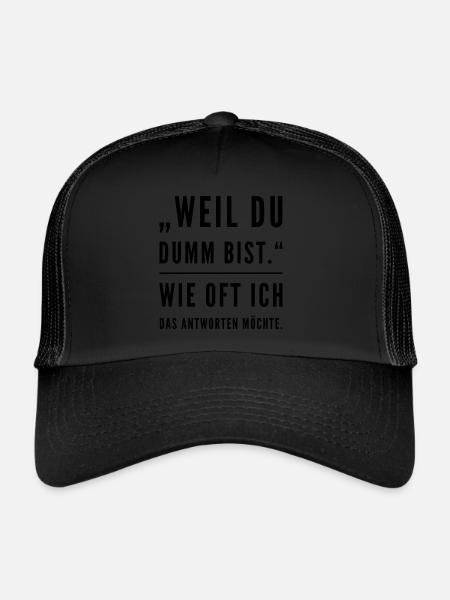 Lustiger Spruch - Trucker Cap - Schwarz/Schwarz - Vorne