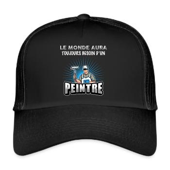 Peintre profession idée cadeau humour - Casquette trucker  - noir/noir - Devant