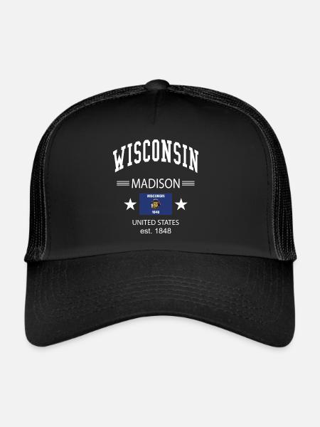 Wisconsin - Casquette trucker  - noir/noir - Devant