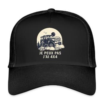 4x4 je peux pas j ai 4X4 humour 4X4 off road - Casquette trucker  - noir/noir - Devant