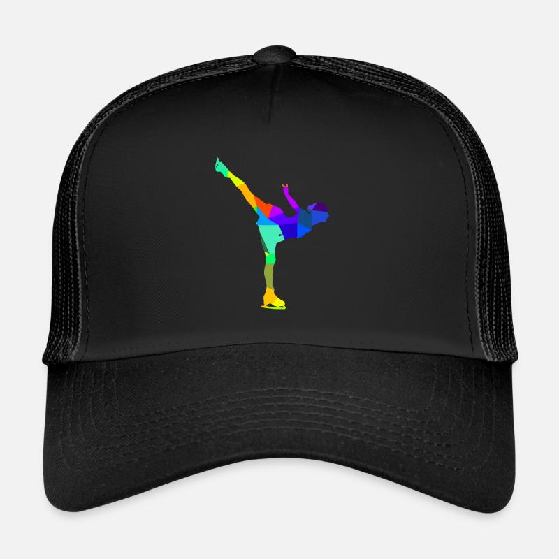 Figure Skating Skate Rainbow Polygon Trucker Cap