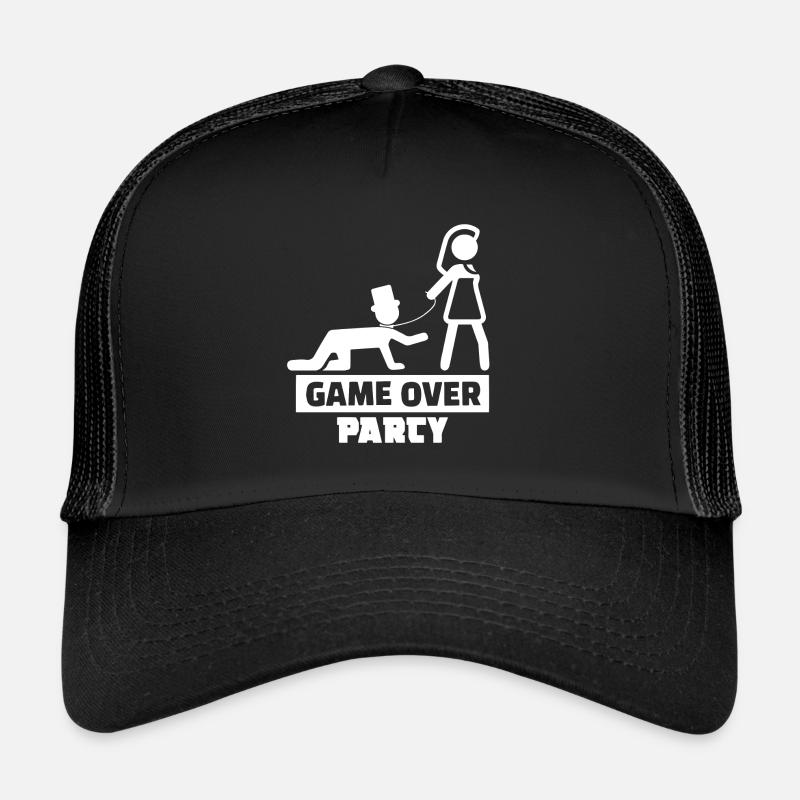 Game Over Junggesellenabschied Polterabend Heirat - Trucker Cap - Schwarz/Schwarz