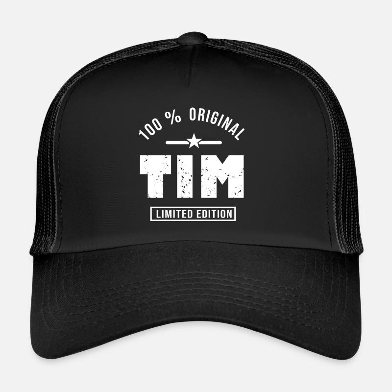 Tim original personalisiertes Geschenk Vorname tim - Trucker Cap - Schwarz/Schwarz