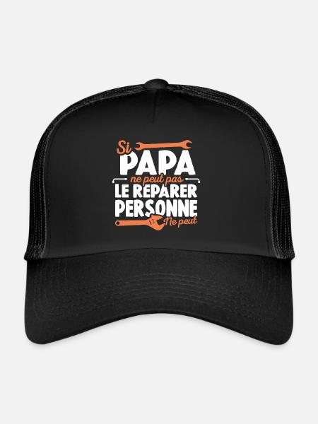 Papa Bricoleur Si Papa Ne Peut Pas Le Réparer - Casquette trucker  - noir/noir - Devant