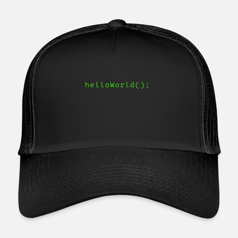 Code de programme HelloWorld Codage Informatik - Casquette trucker  - noir/noir