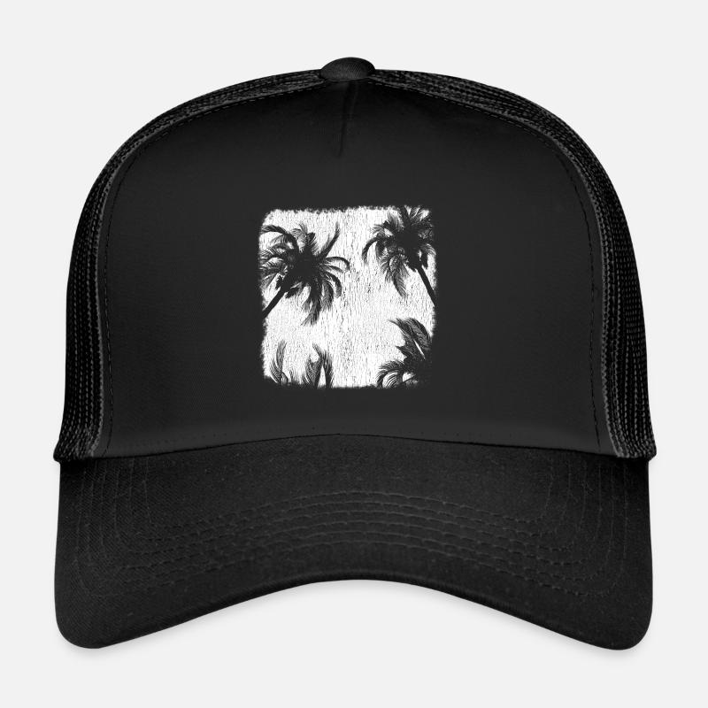 Palm Palm Trees Sunset Beach Retro Trucker Cap