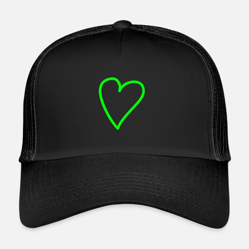 Herz Freihand Grün - Trucker Cap - Schwarz/Schwarz