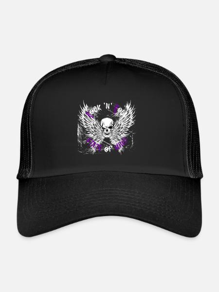 Rock n Roll state of mind design lumineux - Casquette trucker  - noir/noir - Devant
