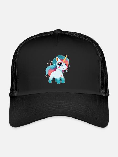 Cute Little Unicorn - Trucker Cap - black/black - Front