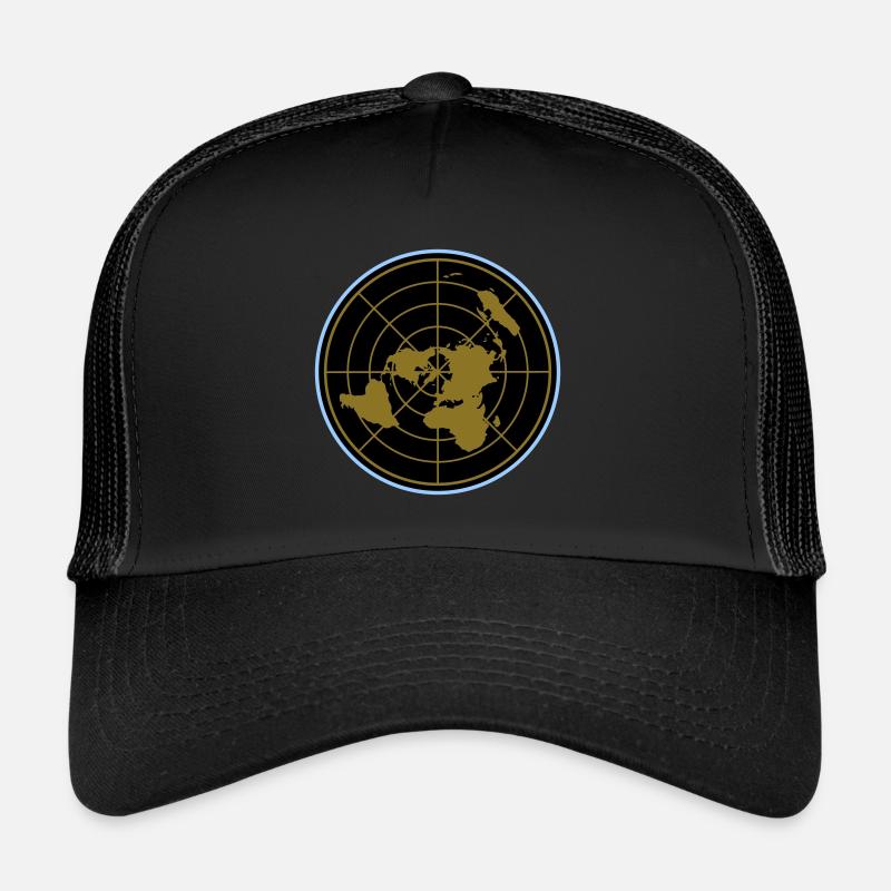 Flache Erde | Flat Earth Map | Farben änderbar - Trucker Cap - Schwarz/Schwarz
