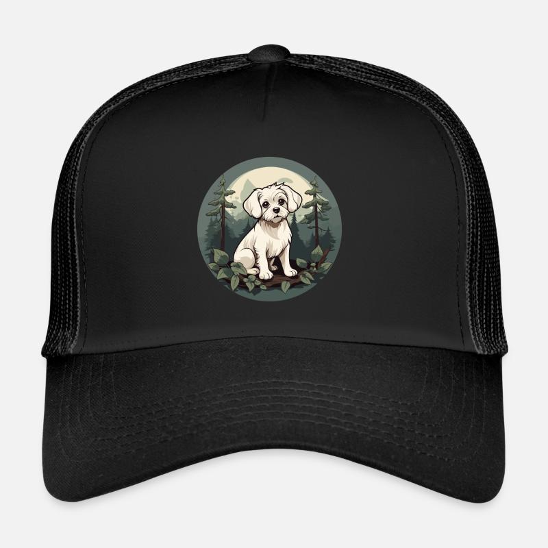 Chien maltais dans la forêt Casquette trucker 