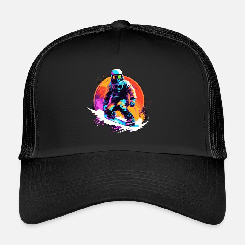 Snowboarden oder Skifahren und dann Après-Ski - Trucker Cap - Schwarz/Schwarz