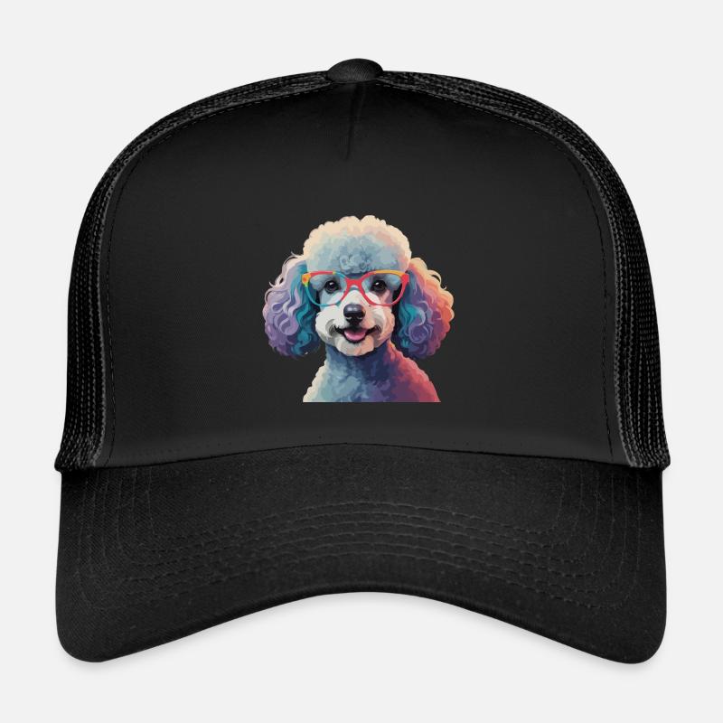 Caniche chien avec des lunettes Cool Coloré Casquette trucker 