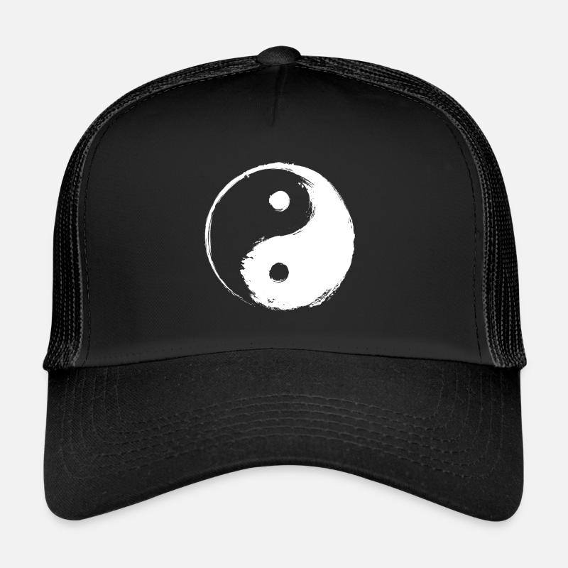Yin Yang Kreis (weiß) - Trucker Cap - Schwarz/Schwarz