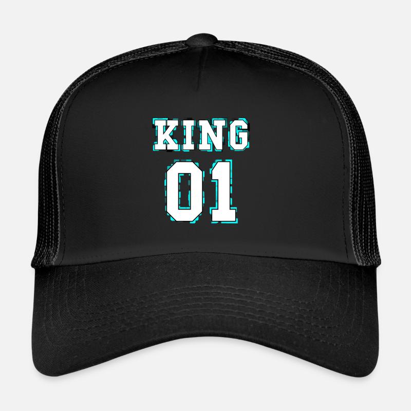 King - Queen Pärchendesign - Trucker Cap - Schwarz/Schwarz