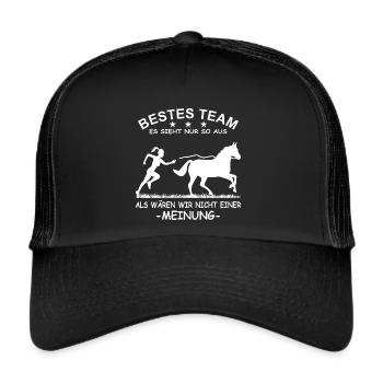 Bestes Team Führungskraft Pferd Reiterin - Trucker Cap - Schwarz/Schwarz - Vorne