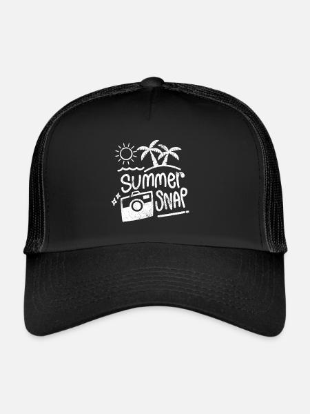 SUMMER PHOTO SNAPSHOT BEACH PICTURE SAYING MOTIF - Trucker Cap - black/black - Front