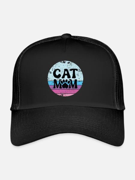 MAMAN MAMAN MAMAN CHATS PUSSY MEOW SHIRT DISANT MOTIF - Casquette trucker  - noir/noir - Devant