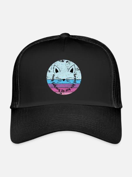 NE PARLEZ QU’AVEC MON CHAT DRÔLE DE BLAGUE DISANT MOTIF - Casquette trucker  - noir/noir - Devant