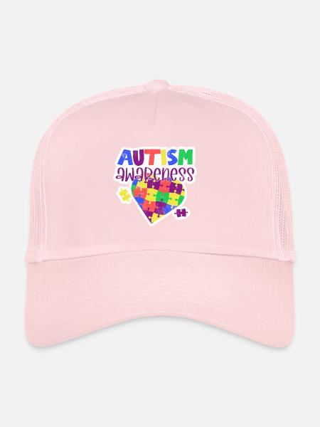 CONSCIENCE AUTISTE TDAH AMOUR CADEAU SLOGAN MOTIFS - Casquette trucker  - rose pâle - Devant