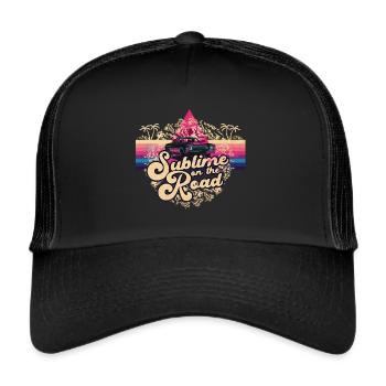Kalifornien auf der Straße - Trucker Cap - Schwarz/Schwarz - Vorne
