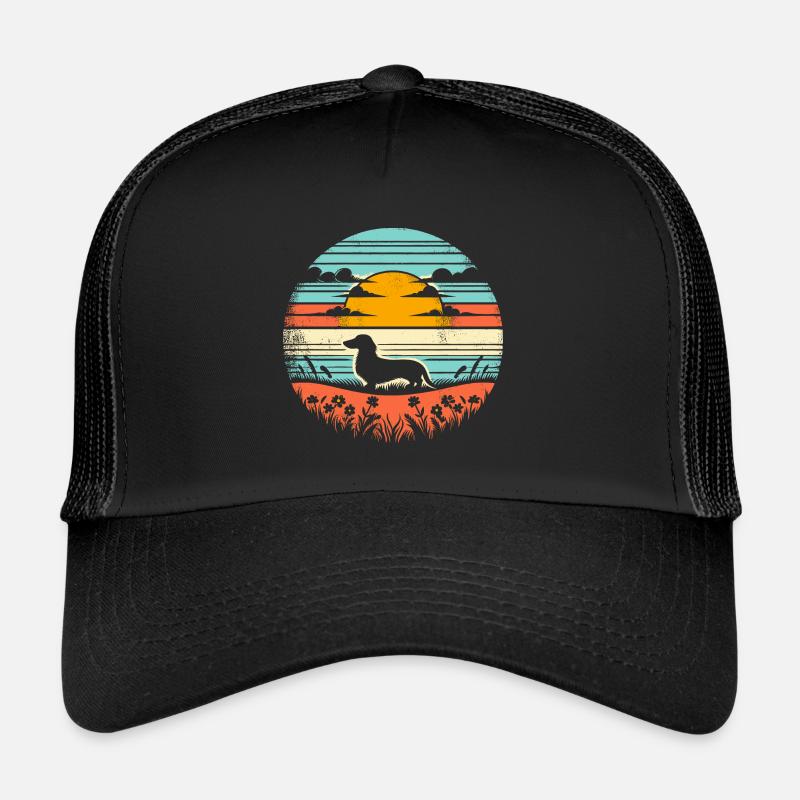 Dachshund Vintage Sunset Trucker Cap