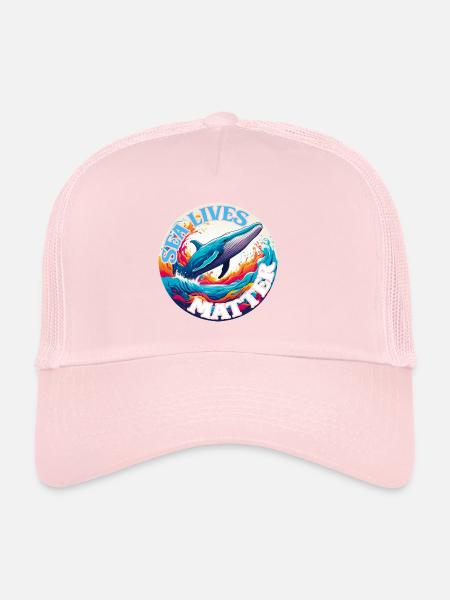 Protège la vie marine Rorqual bleu sur la roue chromatique - Casquette trucker  - rose pâle - Devant