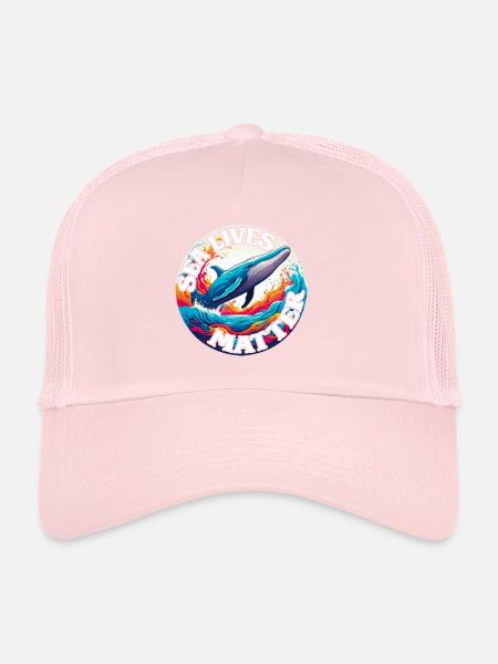 Protège la vie marine Rorqual bleu sur la roue chromatique - Casquette trucker  - rose pâle - Devant