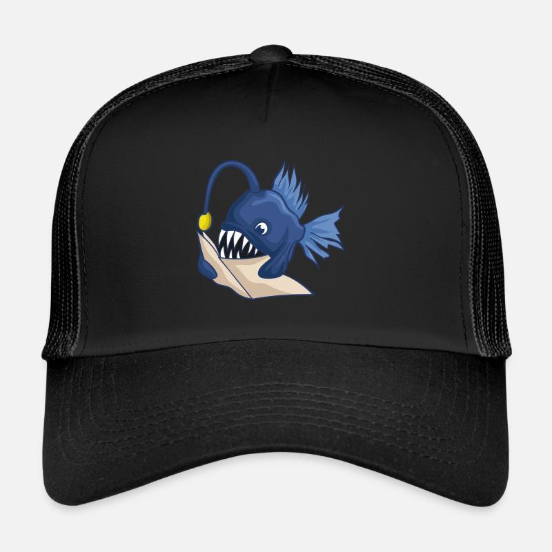 Deep Sea Anglerfish With Book Trucker Cap