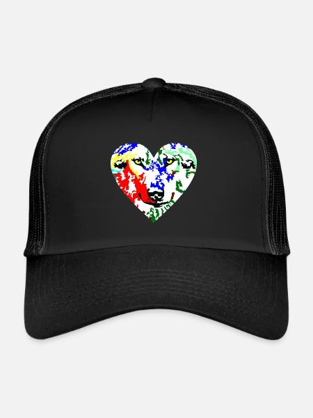 Coeur de Loup coloré - Casquette trucker  - noir/noir - Devant