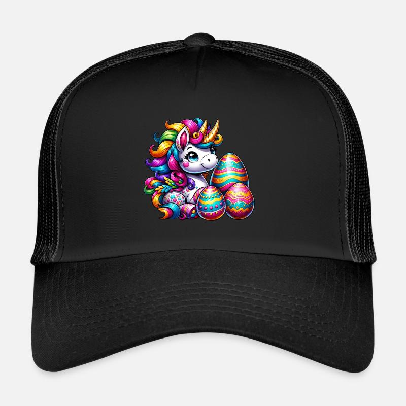 Easter Unicorn & Colorful Eggs Trucker Cap