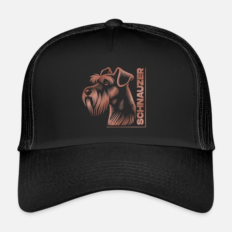 Schnauzer Portrait Dessin Tête Or Rose Casquette trucker 