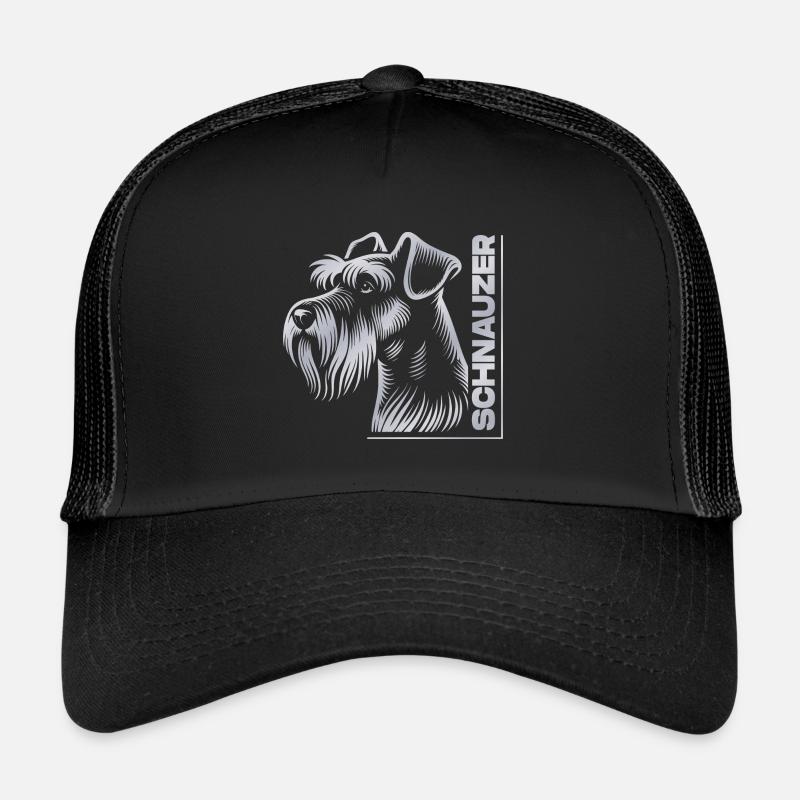 Schnauzer Portrait Zeichnung Kopf silber - Trucker Cap - Schwarz/Schwarz