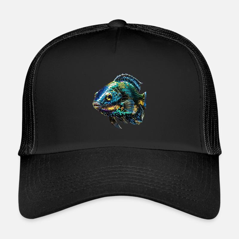 fish,sequins,metallic,gold Trucker Cap