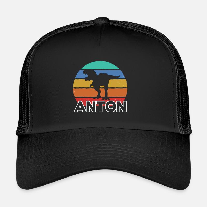 ANTON - Beautiful boy name with dinosaur Trucker Cap