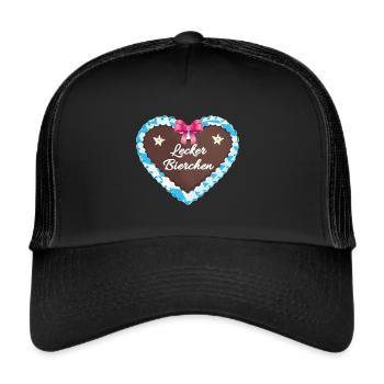 Gingerbread Heart, Heart, Beer, Beer - Trucker Cap - black/black - Front