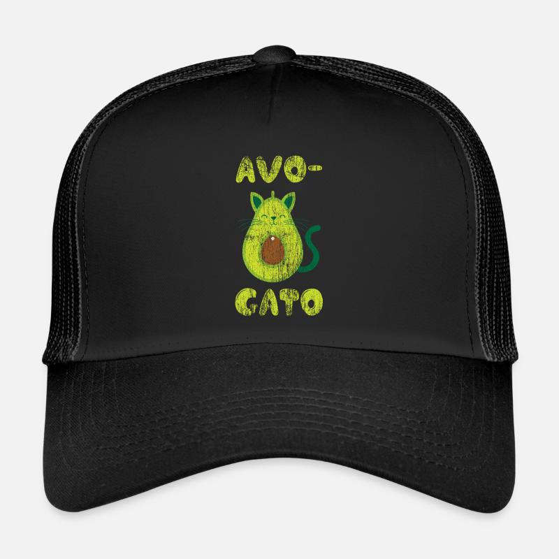 Katze Avocado grün vintage Obst Geschenk süß Tier Trucker Cap