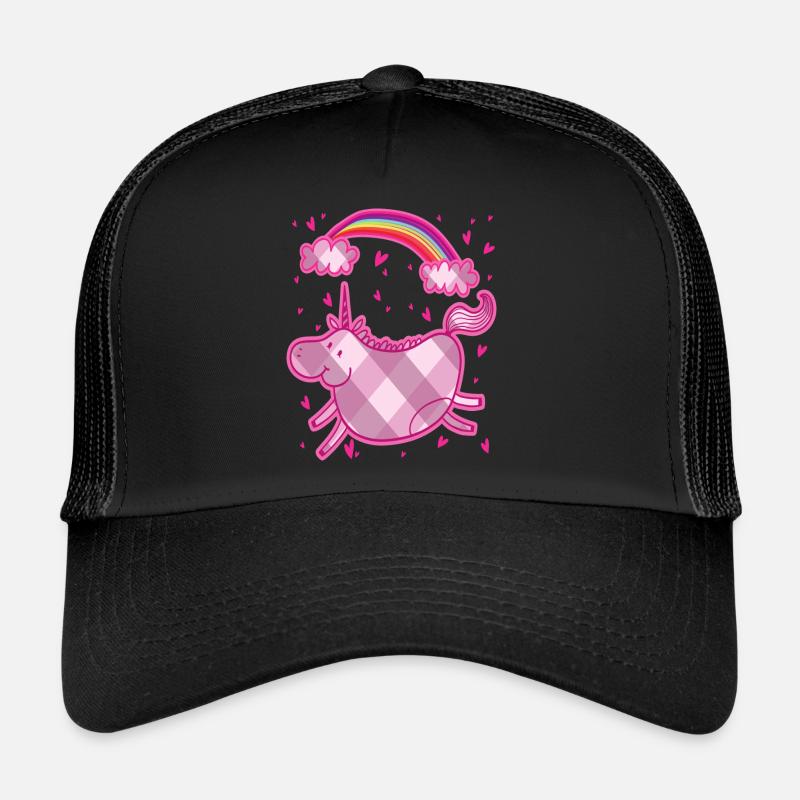 Chubby unicorn rainbow lozenge pink gift Trucker Cap