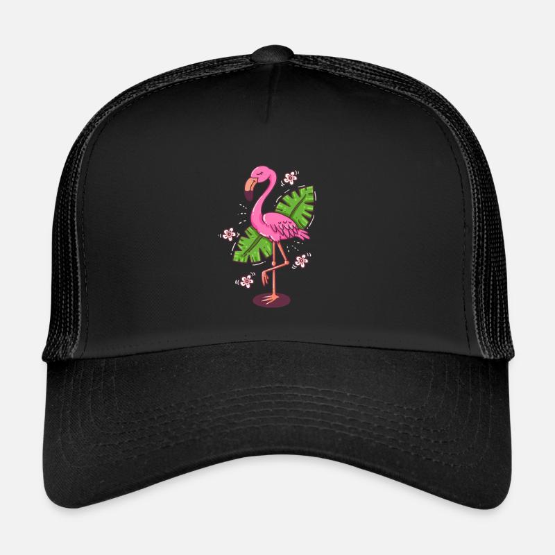 Flamingo Blätter Comic Monstera Blume Geschenk Trucker Cap