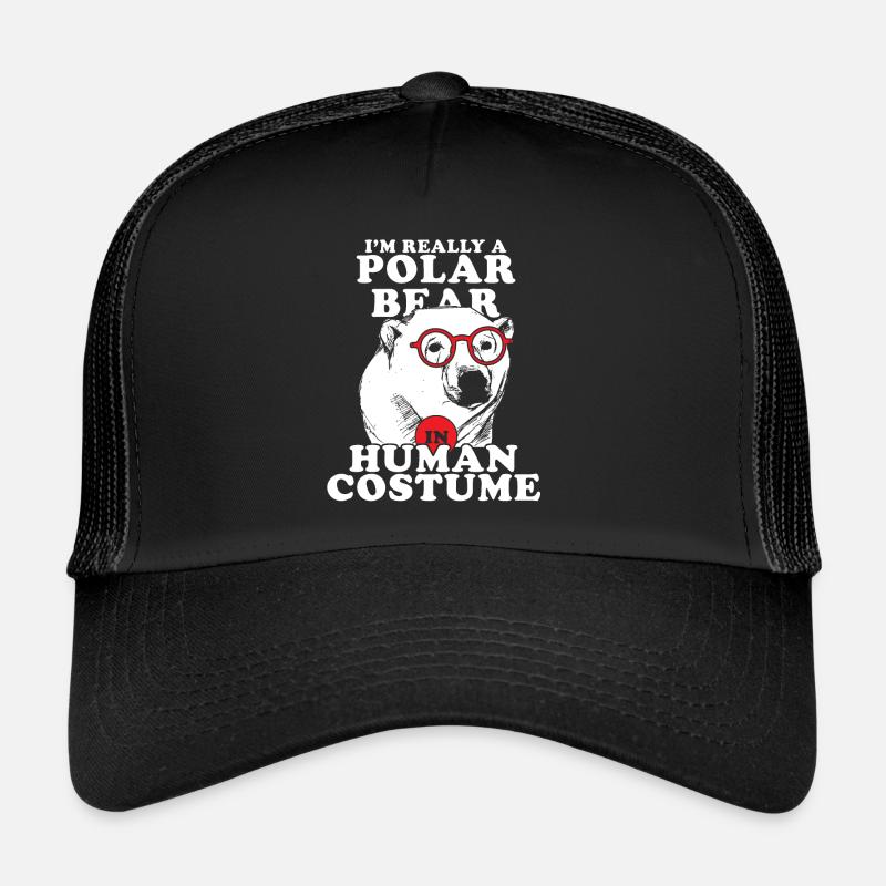 Polar Bär Eisbäre Geschenk Nordpol Fisch Wasser - Trucker Cap - Schwarz/Schwarz
