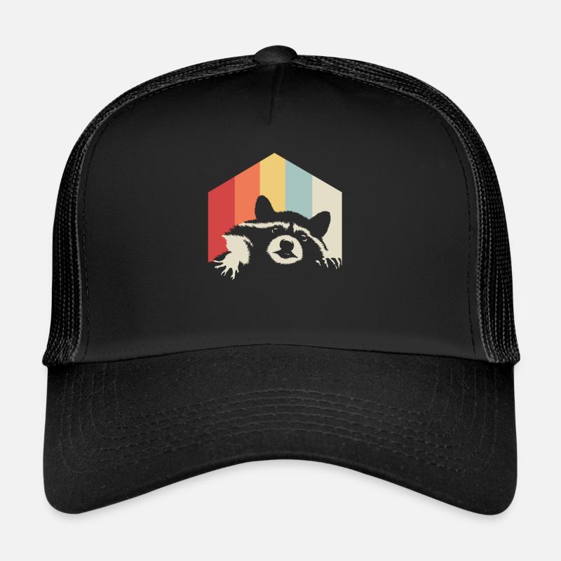 Raton laveur rétro coloré couleurs cadeau forêt nature Casquette trucker 