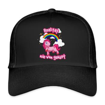 Einhorn Realitaet - Trucker Cap - Schwarz/Schwarz - Vorne