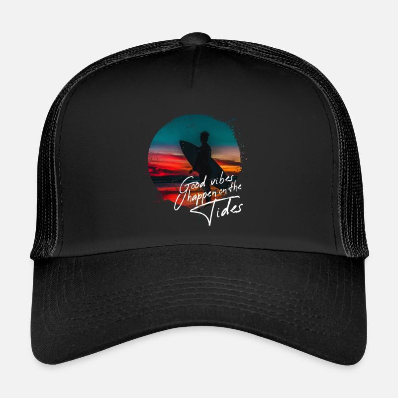 Surfer disant coucher de soleil cadeau rétro heureux Casquette trucker 
