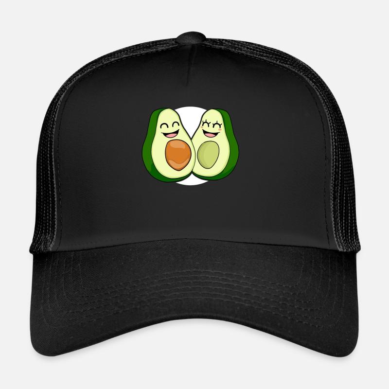 Paire de cadeaux Kawaii Comic Love à l'avocat - Casquette trucker - noir/noir