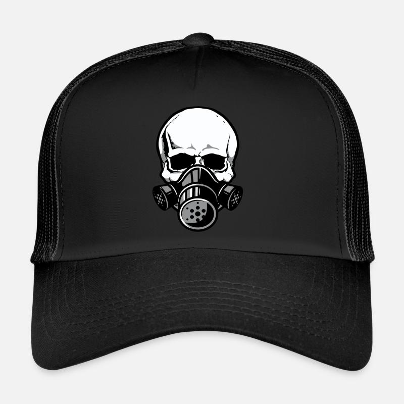 Crâne avec masque à gaz Casquette trucker 