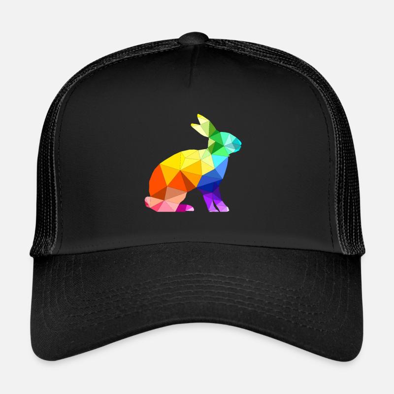 Polygon Hase Geschenk - Trucker Cap - Schwarz/Schwarz