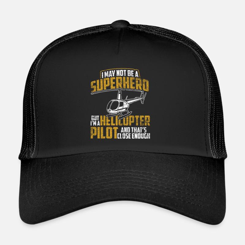 Helicopter pilot airplane pilot gift vintage - Trucker Cap - black/black